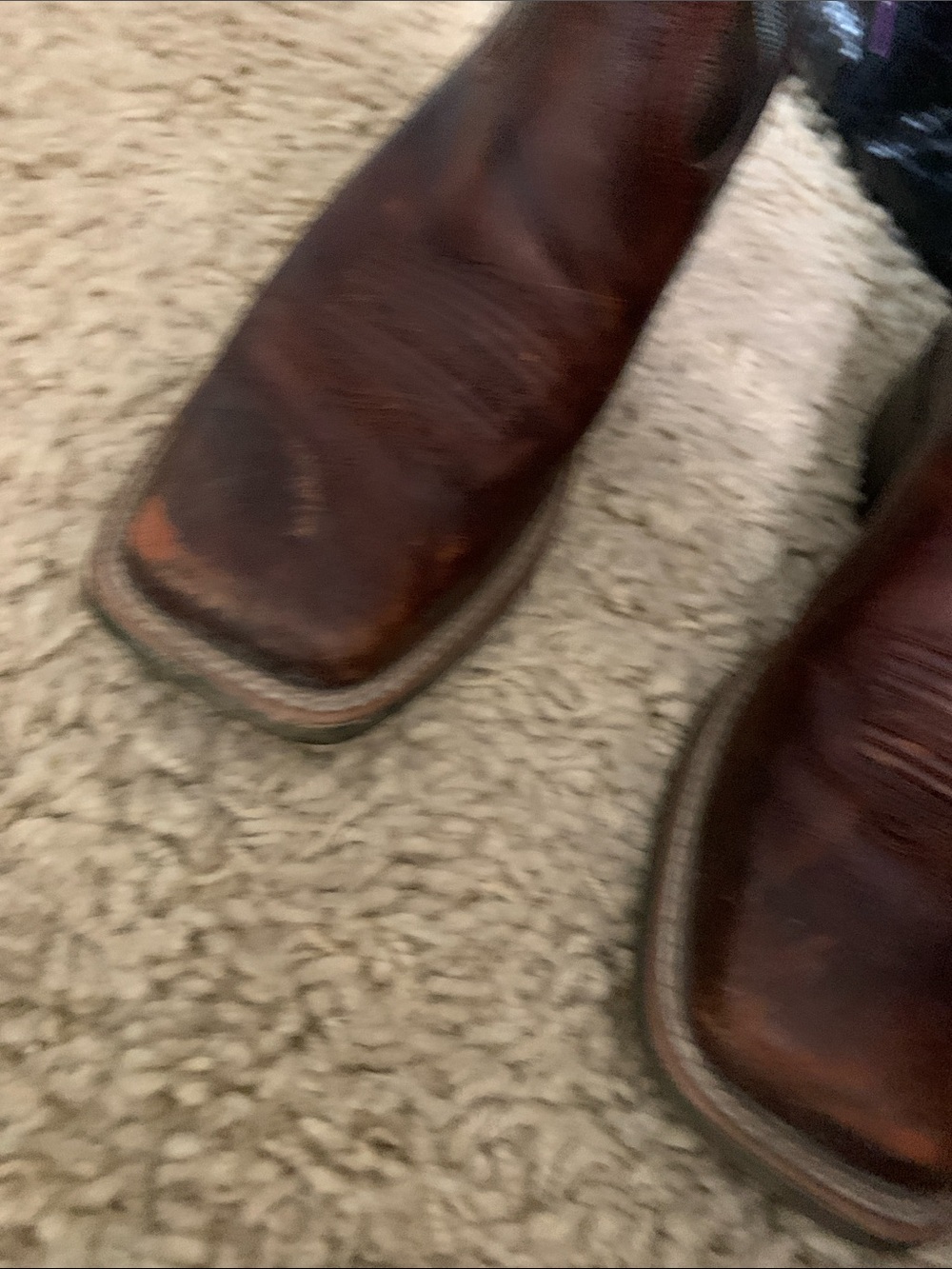 Ariat Brown Leather Western Boots with Turquoise Stitching - Picture 7 of 7